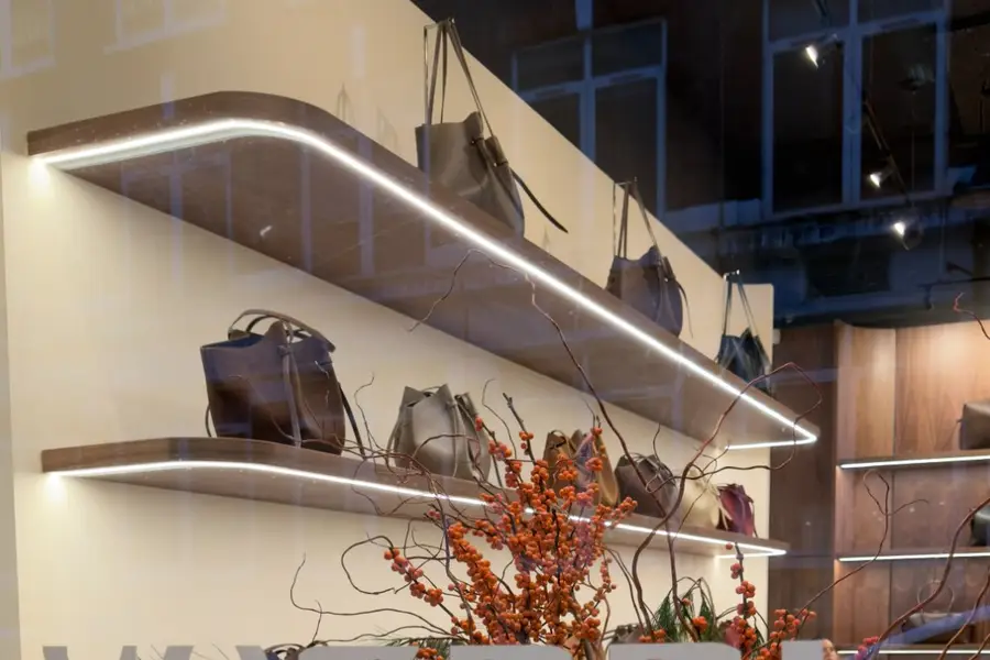 Boutique window display under Crestron lighting control